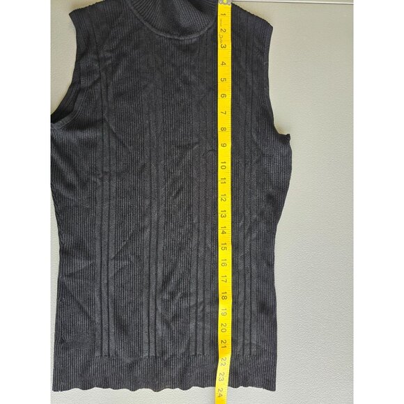 Sleeveless Black Ribbed Knit Mock Turtleneck Sweater Top By Dressbarn Size S - Picture 4 of 5